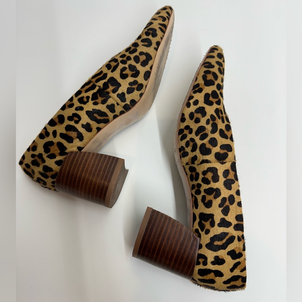 Zara Leopard Print Block Heel Pumps - Tan, Black - Picture 8 of 15